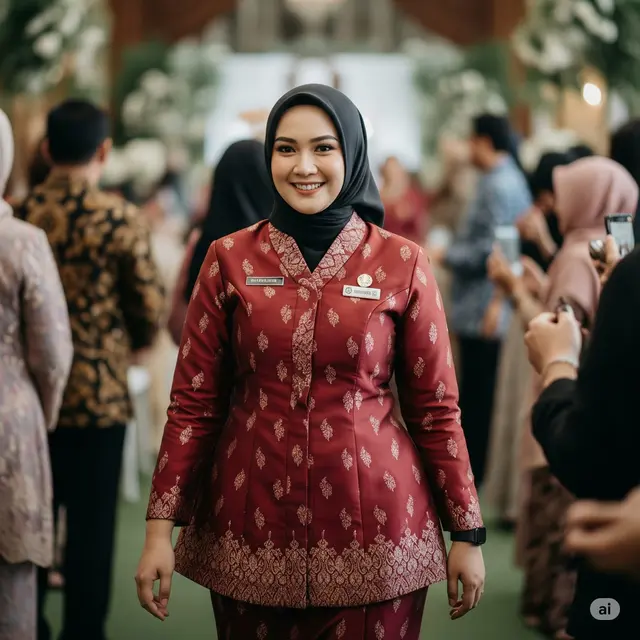 Seragam Among Tamu Brokat Minimalis untuk Tubuh Berisi