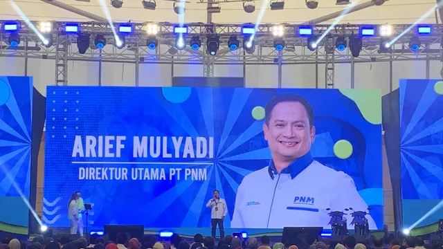 Direktur Utama PT Permodalan Nasional Madani (PNM), Arief Mulyadi di Jakarta International Velodrome, Jakarta Timur pada Senin (12/2/2024). (Natasha/Liputan6.com)