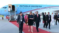 Presiden Jokowi tiba di Jerman guna menghadiri KTT G20. Jokowi disambut Dubes Indonesia untuk Jerman, Fauzi Bowo alias Foke. (Biro Pers Istana)