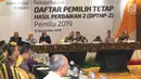 Ketua KPU Pusat, Arief Budiman (keempat kiri) saat rapat pleno Rekapitulasi Daftar Pemilih Tetap Hasil Perbaikan (DPTHP) 2 di Jakarta, Kamis (15/11). Rapat dihadiri perwakilan pihak terkait Pileg dan Pilpres 2019. (Liputan6.com/Helmi Fithriansyah)