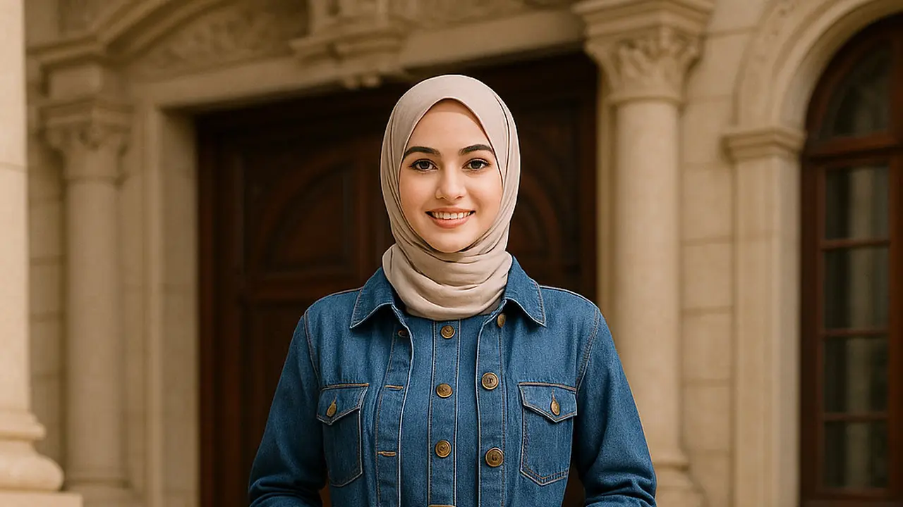 Gamis dengan Outer Denim