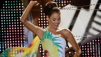 Miss Monagas, Keysi Sayago berpose dengan mengenakan pakaian renang saat berkompetisi pada acara Miss Venezuela 2016 di Caracas, Venezuela, (5 /10). Keysi Sayago meraih mahkota Miss Venezuela 2016. (REUTERS/Marco Bello)