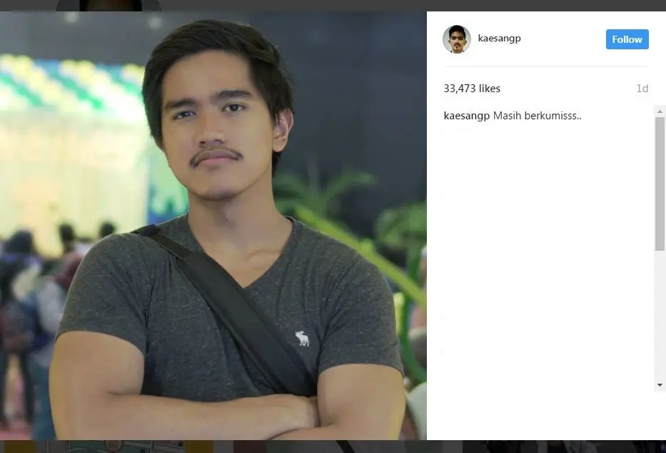 Kaesang Pangarep memamerkan kumis tipisnya melalui Instagram. [foto: instagram/kaesangp]