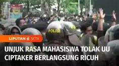 Unjuk rasa menolak Undang-Undang Cipta Kerja di Semarang, berlangsung ricuh. Polisi sampai lepaskan tembakan gas air mata untuk membubarkan aksi mahasiswa.