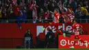 <p>Skor 2-1 bertahan hingga turun minum. Semenit setelah turun minum, Girona langsung melebarkan jarak jadi 3-1 lewat hat-trick Castellanos. (AP Photo/Joan Monfort)</p>