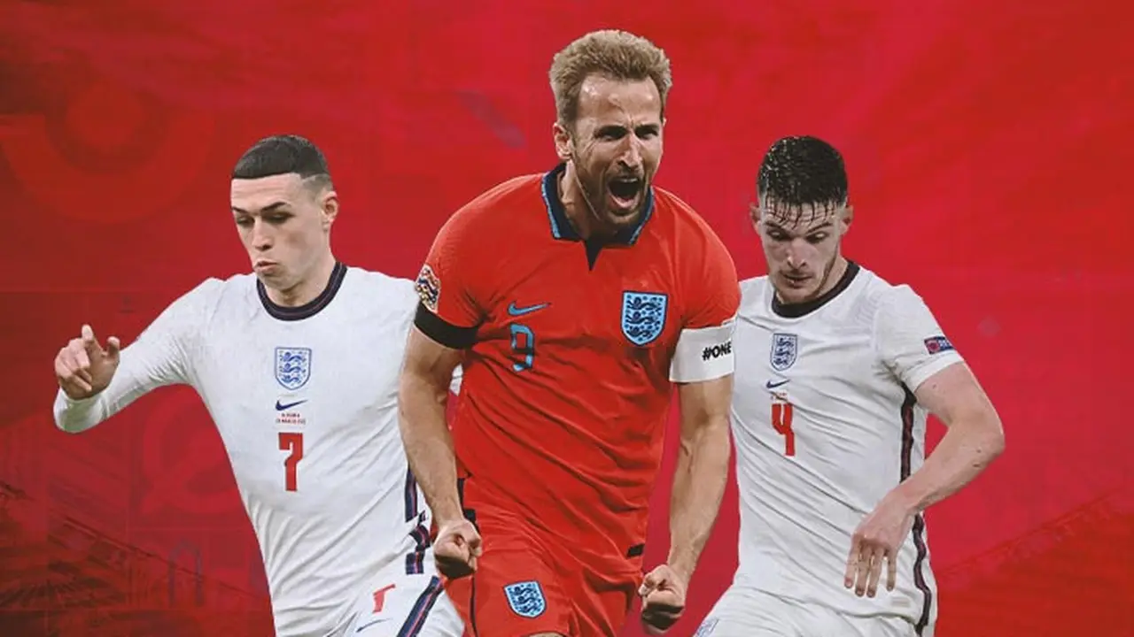 Piala Dunia - Phil Foden,Harry Kane, Declan Rice