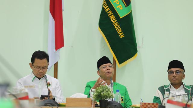 Plt Ketua Umum PPP Muhamad Mardiono saat memimpin acara bedah Daerah Pemilihan (Dapil) Jawa Tengah di Kantor DPP PPP, Menteng, Jakarta Pusat. (Istimewa)