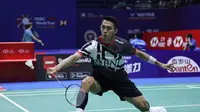Tunggal putra Indonesia, Jonatan Christie, tampil pada 16 besar China Open di Olympic Sports Center Gymnasium, Changzhao, China, Kamis (7/9/2023). (Bola.com/PBSI)