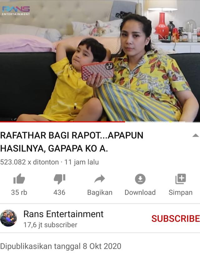 Unggahan Nagita Slavina. (Foto: YouTube RANS Entertainment)