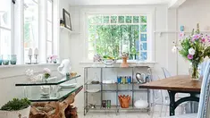 Gaya eklektik pada dasarnya adalah gabungan yang kontras antara gaya minimalis dengan gaya klasik yang penuh detail. Perpaduan antara warna putih yang mewakili modernitas, dengan warna tanah dan kayu, yang erat dengan unsur klasik.(decoist.com)