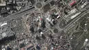 Gambar Citra satelit menunjukkan kerusakan bangunan, pemindahan puing-puing, dan tempat penampungan sementara di Kahramanmaras, Turki, Senin, 13 Februari 2023. Terdapat kerusakan signifikan pada infrastruktur penting di seluruh wilayah tersebut. (Gambar satelit ©2023 Maxar Technologies melalui AP)