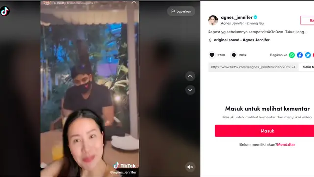 Medina Zein Panen Cibiran dari Warganet Gara-Gara Masih Keluyuran Saat Sang Suami Dinyatakan Positif Covid-19. (Tiktok agnes_jennifer))