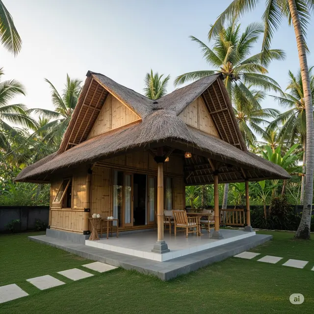 Rumah Sederhana dari Bambu. Foto: Gemini