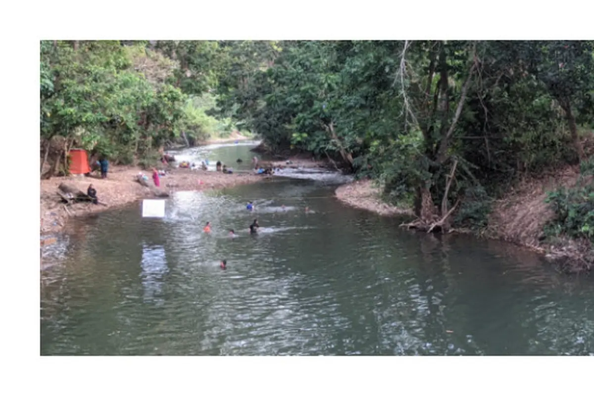 Suasana di sepanjang aliran Sungai Tangkas, Kampung Karang Umpu, Kecamatan Blambangan Umpu, Waykanan. Foto (Liputan6.com/Ardi)