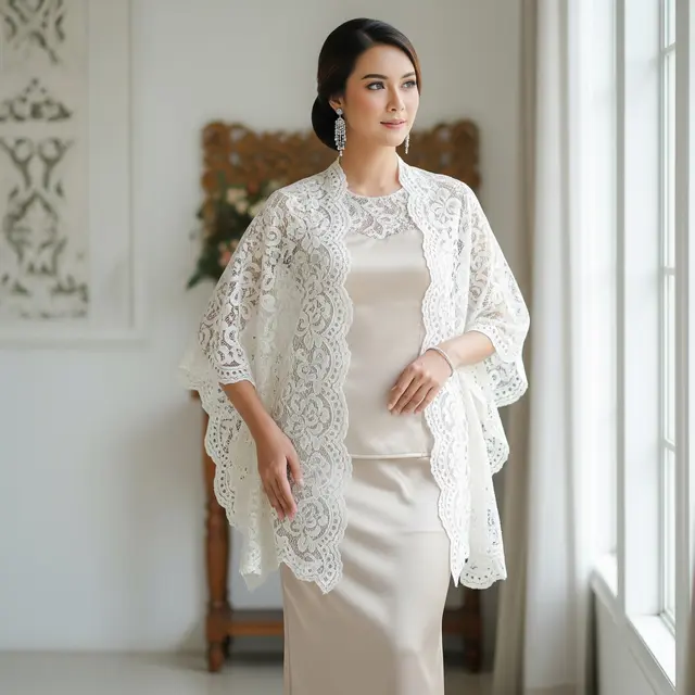 9 Model Kebaya Brokat Kombinasi Satin Modern, Tampil Elegan Setiap Acara