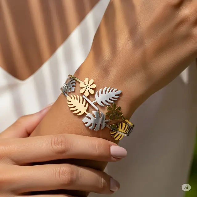 Gelang Motif Flora Tropis: Kesegaran Alam dalam Desain