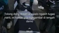 Viral Potret Mahasiswa Kerjakan Tugas Saat Demo, Banjir Pujian Warganet