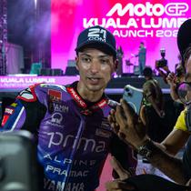 Toprak Razgatliouglu saat Launching MotoGP 2026. (Mohd Rasfan / AFP)