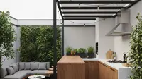 8 Inspirasi Desain Dapur Sekaligus Ruang Santai Outdoor di Rumah Tropis Sempit, Fungsional dan Estetis