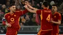 Sepuluh menit berselang, AS Roma berhasil menyamakan kedudukan melalui Lorenzo Pellegrini pada menit ke-15. (Alberto PIZZOLI/AFP)