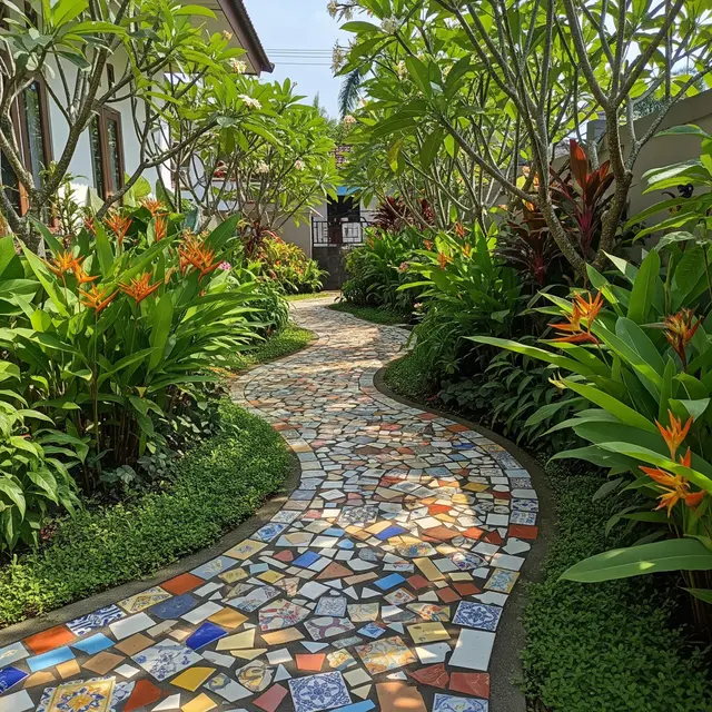 9 Ide Jalan Setapak Taman dari Pecahan Keramik Sisa Renovasi, Unik Tanpa Banyak Biaya