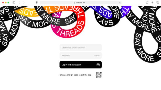 Tampilan situs Threads Instagram versi web (Meta)