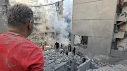 Kementerian Kesehatan Lebanon mengatakan setidaknya empat orang tewas dalam serangan Israel di jantung kota Beirut pada 23 November 2024. (Fadel ITANI/AFP)