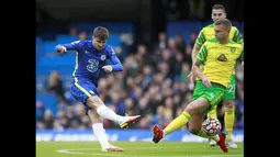 Chelsea sudah berhasil membuka keunggulan saat laga baru berjalan tujuh menit. Mason Mount membawa The Blues unggul cepat dalam pertandingan ini. (AP Photo/Ian Walton)