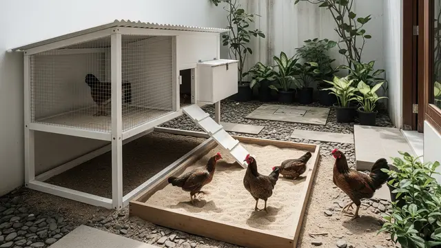8 Desain Kandang Ayam dengan Area Bermain Pasir, Nikmati Beragam Manfaatnya