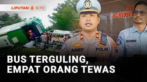 Bus Bawa Wisatawan Terguling, Empat Orang Tewas