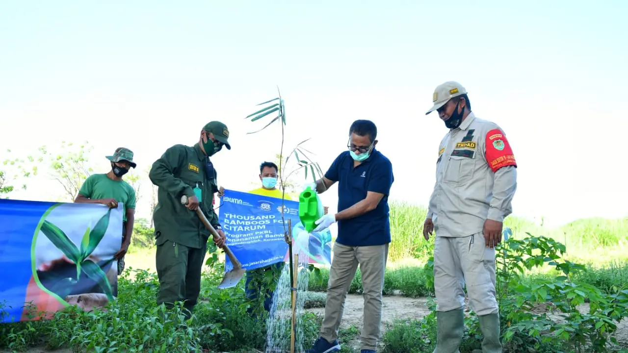 Jasa Raharja Tanam Bambu Sepanjang 7 Kilometer di DAS Citarum