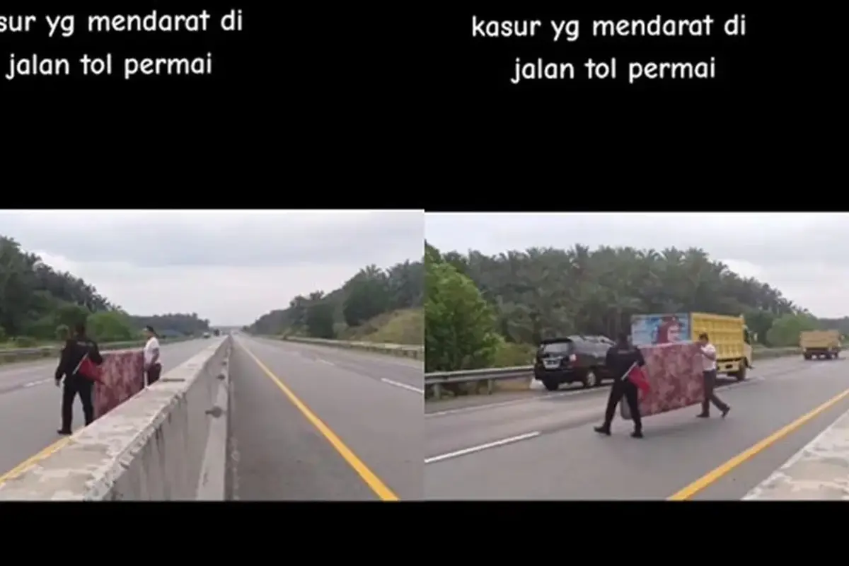 Nekat Bawa Kasur di Atap Toyota Innova, Akhirnya Terbang di Jalan Tol Permai