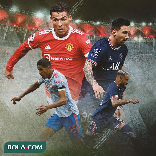 Ilustrasi - Cristiano Ronaldo, Raphael Varane, Lionel Messi, Neymar