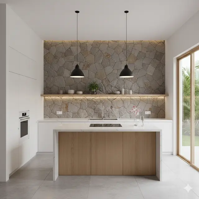 Model Dinding Dapur Minimalis yang Estetik (Foto: Gemini AI)