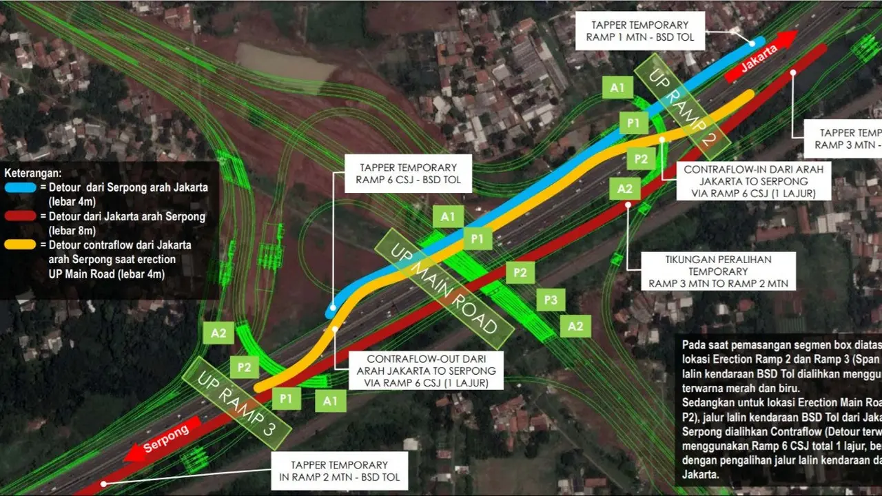PT Marga Trans Nusantara (MTN) akan memasang 13 steel box girder yang melintas di atas ruas tol Pondok Aren-Serpong. Dok Jasa Marga