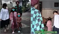 Viral satu keluarga cosplay pakai kostum anime saat halal bihalal Lebaran. (sumber: TikTok/linkinfujin)