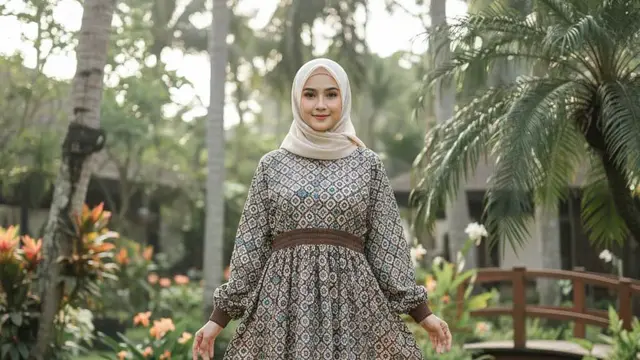 Model Gamis Batik Longgar Tampilan Syar'i
