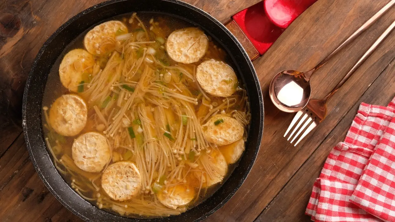 jamur enoki tofu kuah