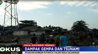 Sejumlah korban tak bernyawa ditemukan di Pantai Talise yang berjarak 2 kilometer dari utara pusat Kota Palu.