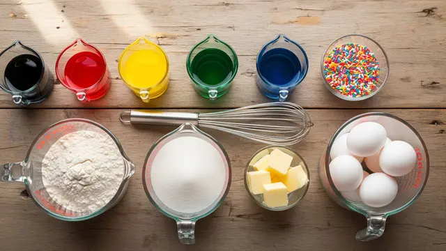 Bahan untuk Rainbow Cake Takaran Gelas