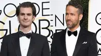 Ryan Reynolds dan Andrew Garfield berciuman di Golden Globes 2017. (AFP/Bintang.com)