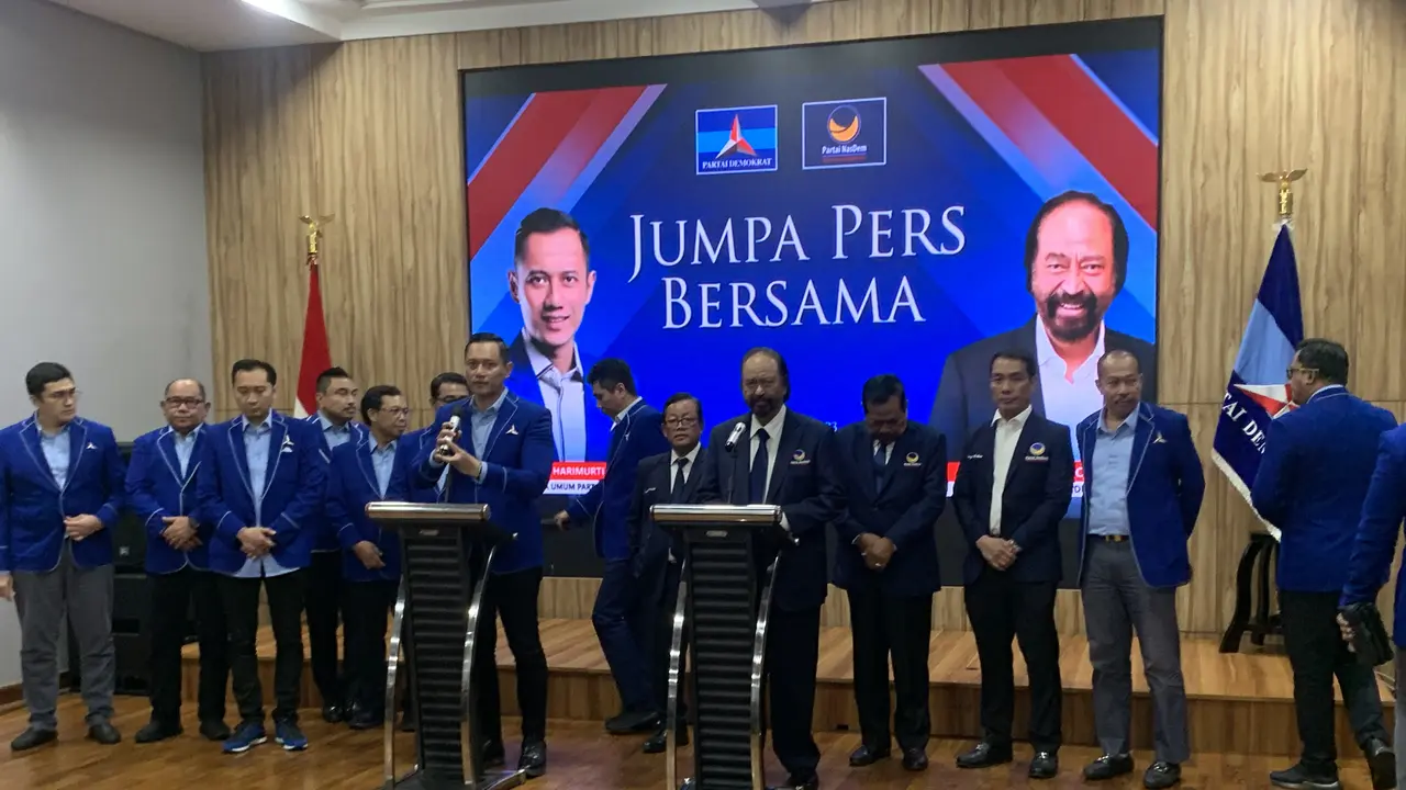 Ketua Umum Partai Demokrat Agus Harimurti Yudhoyono (AHY) dan Ketua Umum Partai Nasdem Surya Paloh