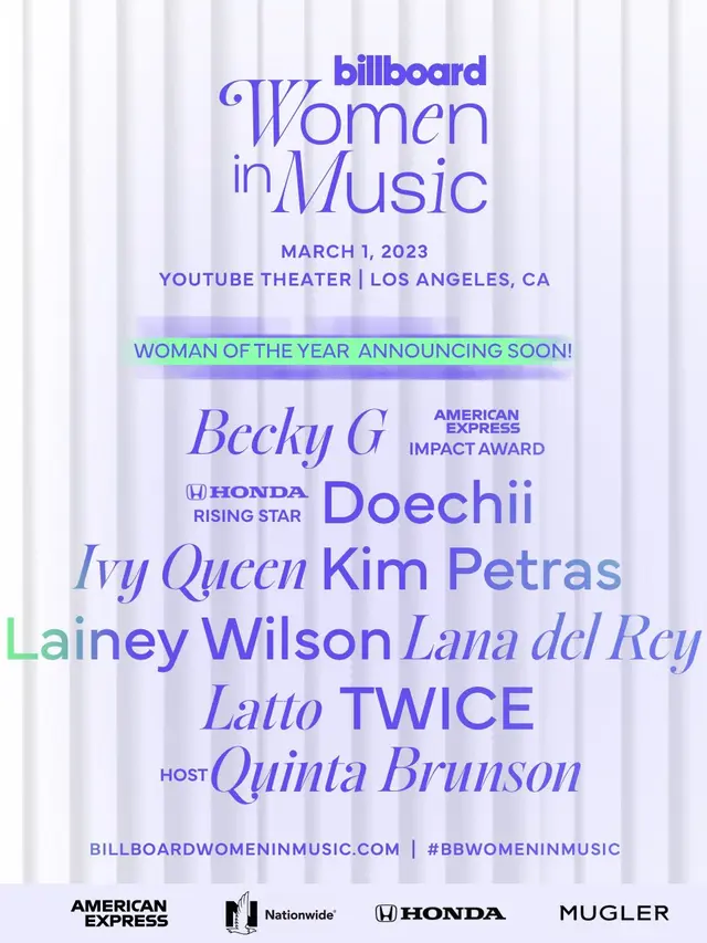 Poster Malam Penganugerahan Billboard Women In Music 2023. (Twitter @billboard)