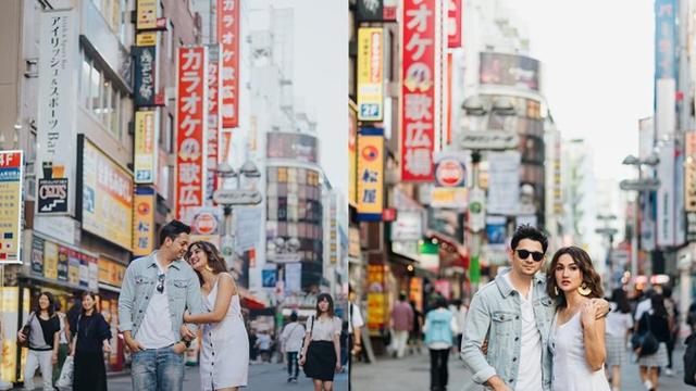 Andrew dan istri saat berlibur di Jepang, keduanya kerap tampil mesra bak anak muda pacaran.