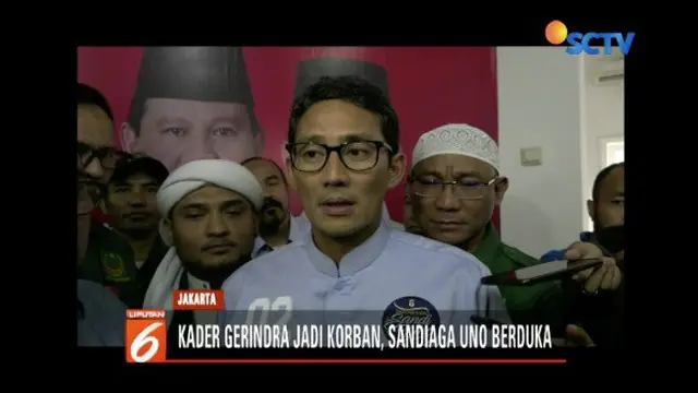 Sandiaga Uno berduka, salah satu kader Partai Gerindra jadi korban tsunami di Selat Sunda.