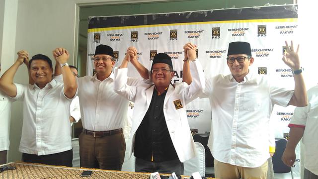 Anies Baswedan dan Sandiaga Uno di Kantor DPP PKS
