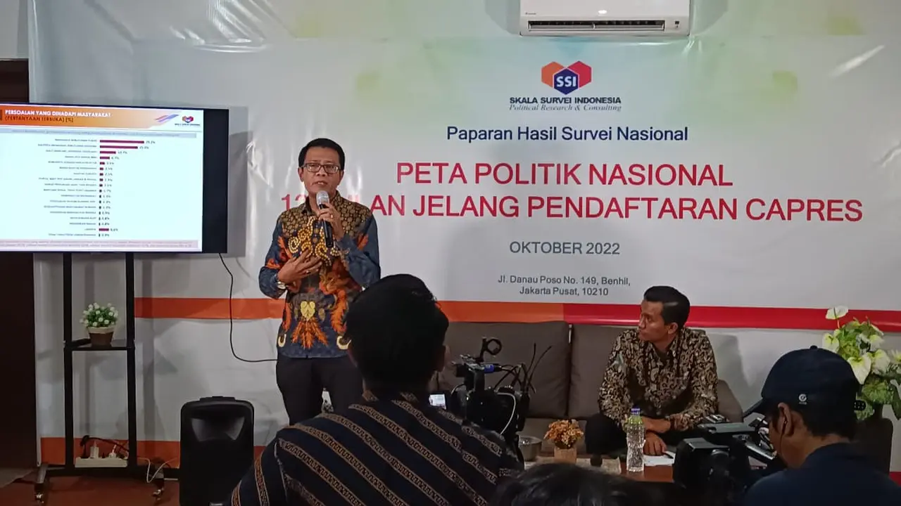 Survei Skala Survei Indonesia (SSI) merilis hasil survei mengenai figur atau tokoh potensi yang maju di pemilihan presiden (Pilpres) 2024. (Istimewa)