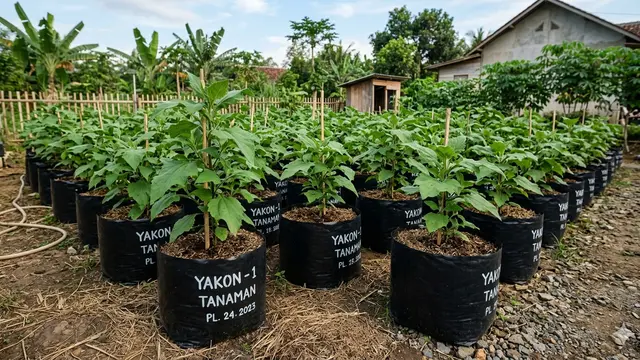 Ide Kebun Umbi Yakon di Pekarangan Rumah; Kebun Yakon di Polybag Besar