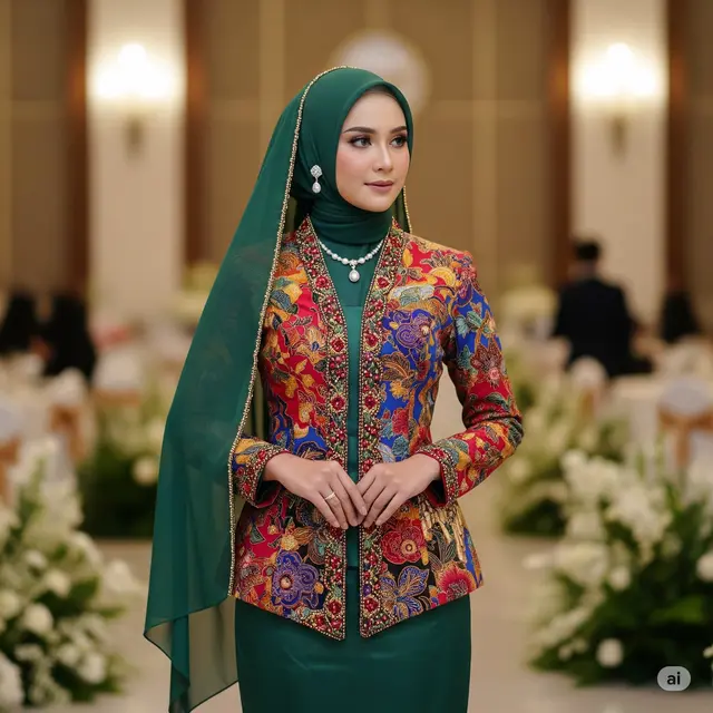 Kebaya Modern Batik + Rok Satin Bold