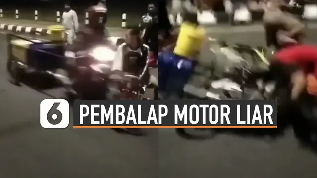 VIDEO: Viral Pemuda Balapan Motor Liar di Jalanan Kena Imbasnya